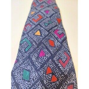 NEW Andrew Scott Hand Made 100% Silk Tie Geometric Pattern w tail keeper loop